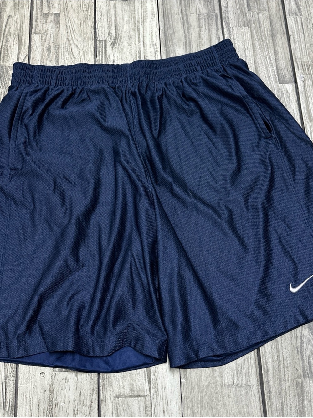 Vintage Y2K Nike Mesh Hoop Shorts Mens 2XL Dazzle Basketball Navy Embroidery